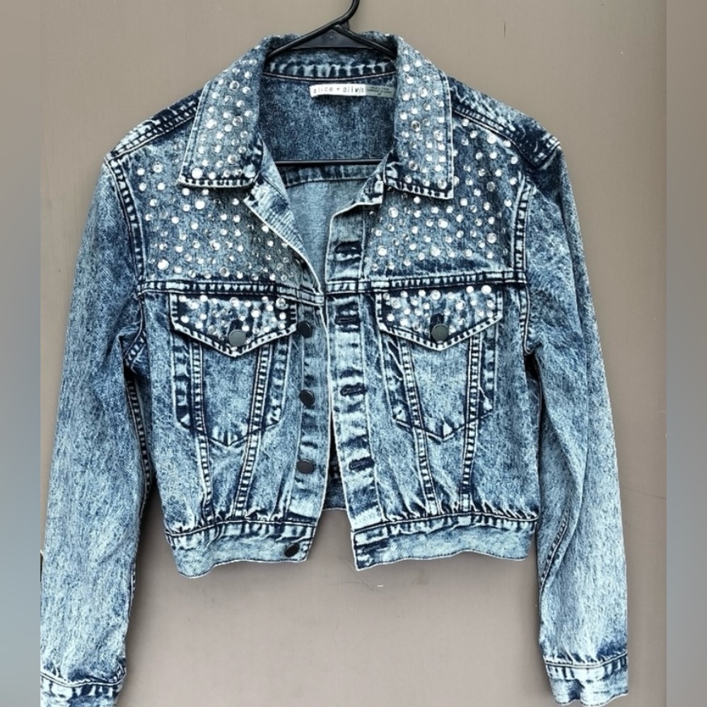 Alice + Olivia - Chloe Studded Denim Jacket - Size S